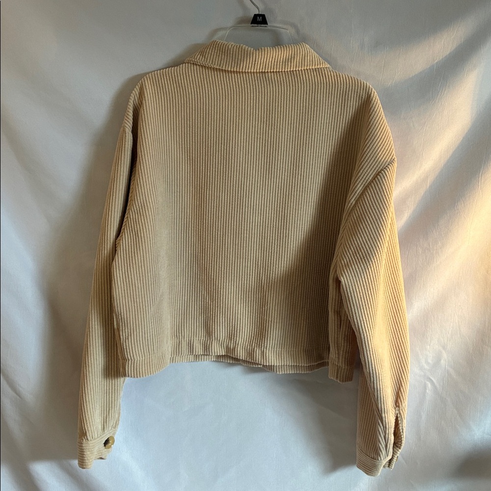 Beige cropped oversized corduroy shacket size 4 casual boho trendy boxy neutral - Picture 3 of 8